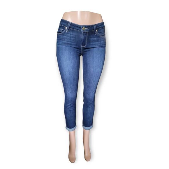 PAIGE Skyline Skinny Crop Jeans – Dark Wash, Size 26, Mid-Rise Stretch Denim - Picture 3 of 10